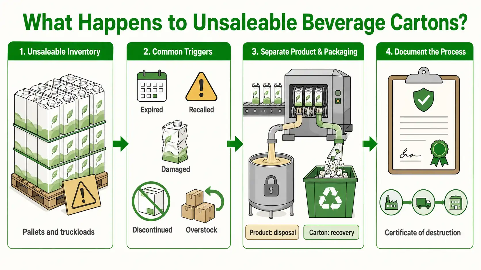 What happens to unsaleable beverage cartons